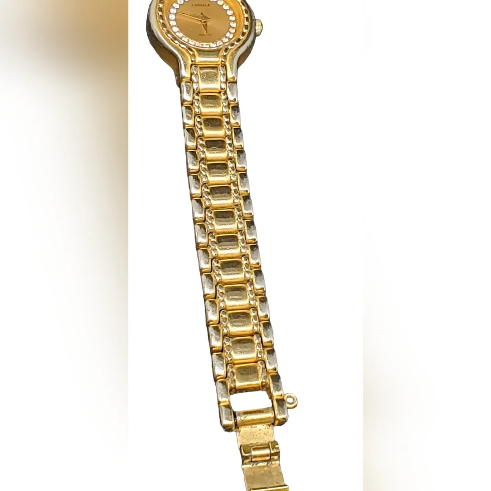 VINTAGE SEIKO LASALLE 18K GOLD PLATED WOMEN'S WATCH WITH SWAROVSKI CRYSTALS